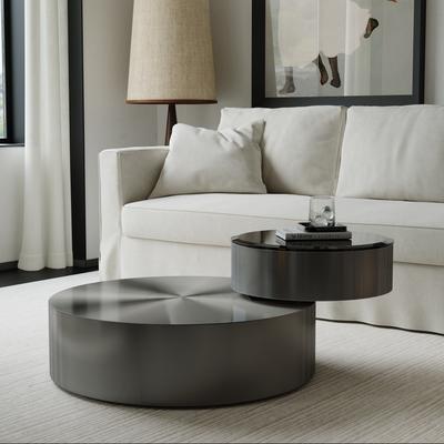 Unbranded Luxury Round Coffee Table with 2 Tier Rotatable Top Circle Coffee Table with 360° Swivel Top for Living Room Apartment