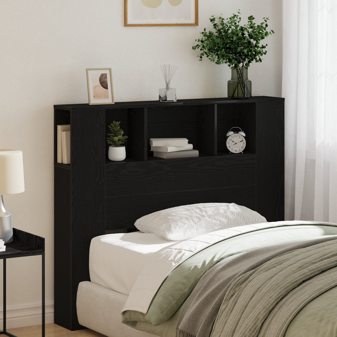 Alpen Home Melby Headboard Cabinet Black Oak Smal Double (4')