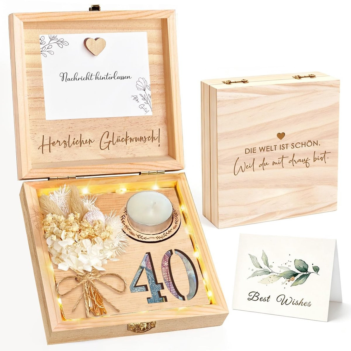 Creatieve geldgeschenkdoos met gedroogde bloemen