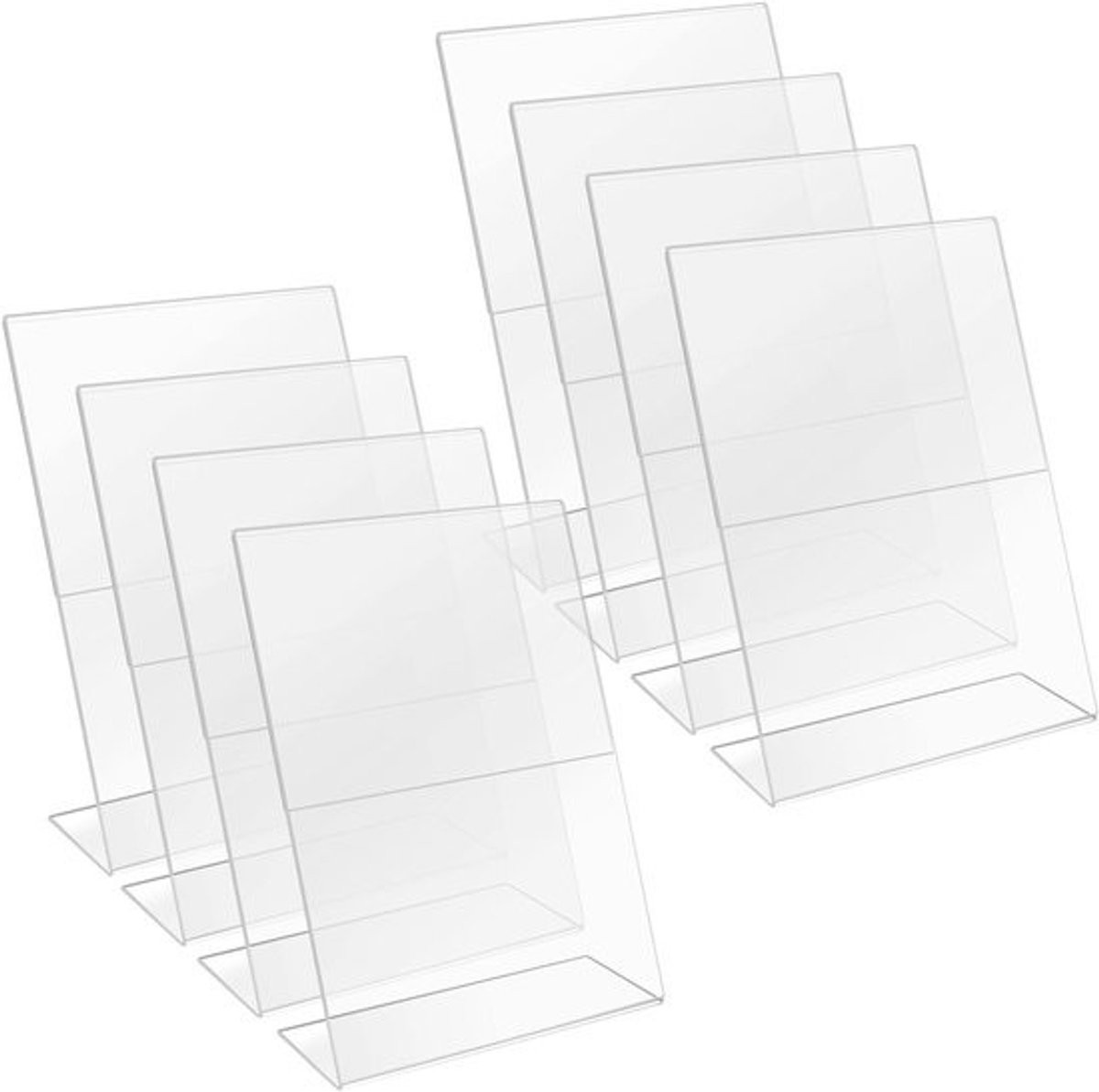 Set van 8 transparante acryl L-vormige A4 tafelstandaards