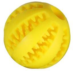 Inspired Living Natural Rubber Dog Treat Ball For Chewing, Cleaning And Play yellow 5cm