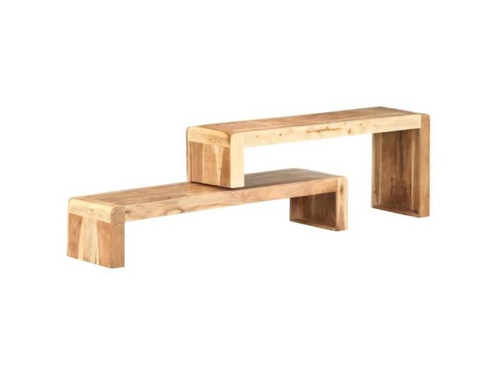 Meuble TV - Bois d'acacia massif - 2 pcs - Style industriel - Dimensions ajustables - Finition naturelle