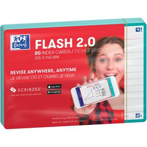 Oxford Karteikarten Flash 2.0, 400133921, A6, liniert, mint, 80 Stück