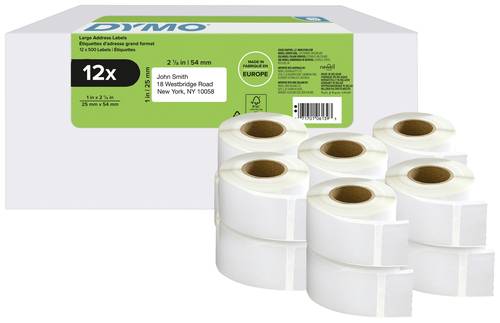 DYMO 2177563 Etiketten Rolle 25 x 54mm Weiß 6000 St. Permanent haftend Versand-Etiketten