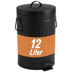 Relaxdays Retro Mülleimer 12 Liter Schwarz