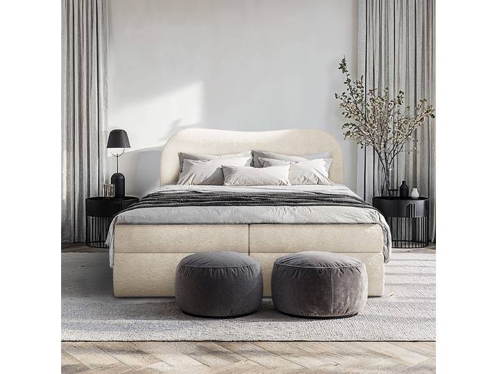Boxspringbett 160 x 200cm Teddystoff Morera Beige