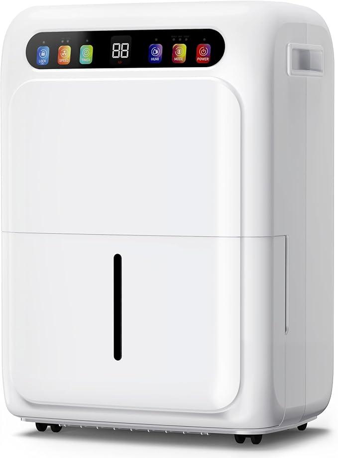 Luftentfeuchter Elektrisch 20L, Leise Raumentfeuchter mit RGB-Digitalanzeige, Wäschetrocknung Lüfter, Smart-Modus, 6L Wassertank, 120-mm Ablaufschlauch, 24H Timer, Entfeuchter Wohnung für 180 m?