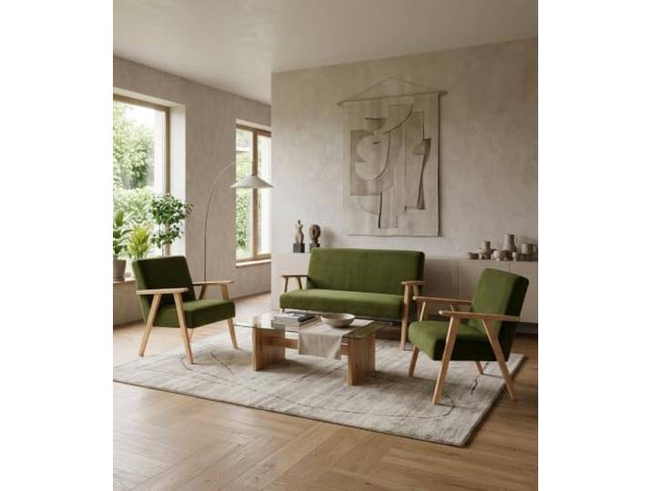 Family Meble Sitzgruppe Soler Monolit Royal – Zweisitzer-Sofa und 2 Sessel im Retro-Stil – Variante Royal 313