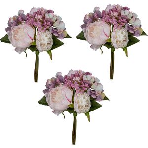 Creativ-green Kunstblume Peonienstrauß, rosa, Höhe 30 cm, 3 Stück