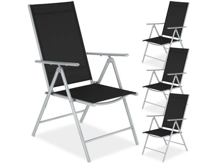 Klappbare Gartenstühle mit verstellbarer Lehne, Netzgewebe - silber