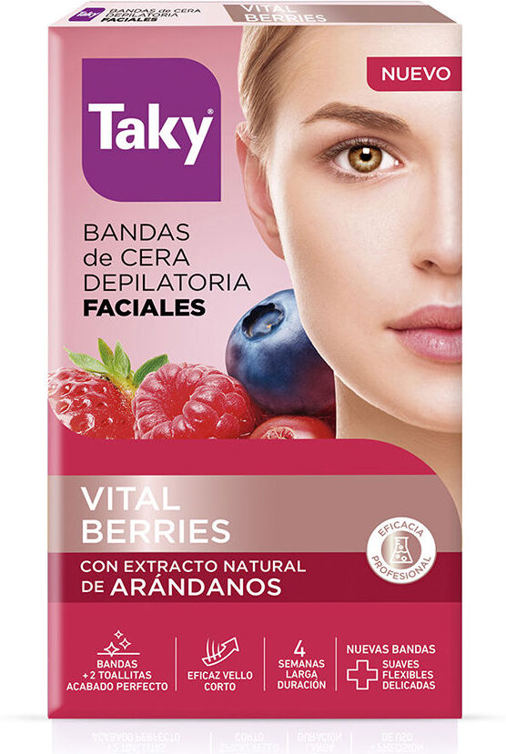 Taky Strisce depilatorie viso ai frutti rossi, 16 pezzi
