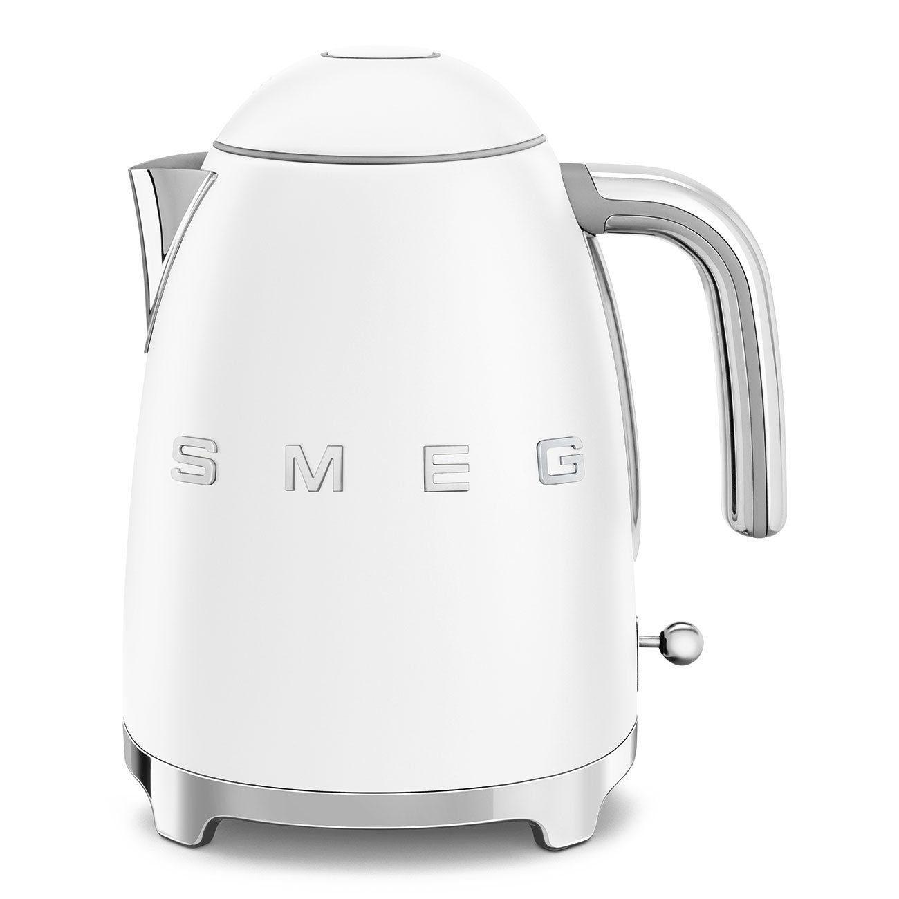 SMEG Wasserkocher Edelstahl 1,7 L Fassung, 2400 W, Wasser Kocher, 2400,00 W, 360° Basis, BPA- Frei, elektrischer Matt Weiß
