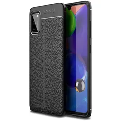 Screenguard Samsung Galaxy A41 Hülle Leather Design TPU Cover (Samsung Galaxy A41), Smartphone Hülle, Schwarz