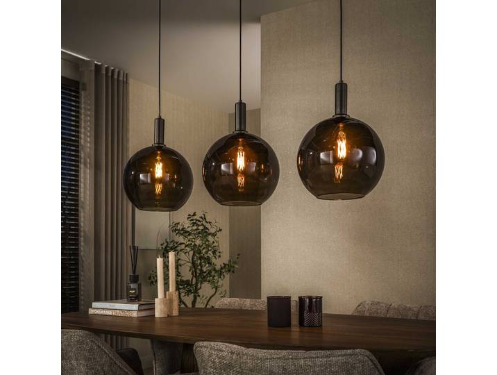 Glazen hanglamp Sfera 3x Ø 30cm - smoke glas Lyora - 7910/90