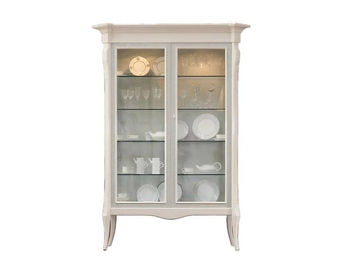 Xlmoebel Vitrine Elegante Vitrine aus weißem Holz mit Türen für stilvolle Präsentation (Vitrine) Hergestellt in Europa