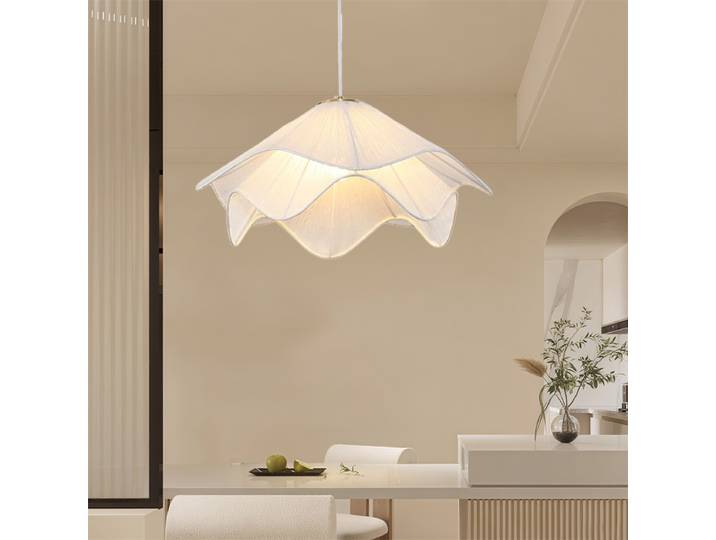 Luminaire suspendu LED E27, design créatif en forme de fleur, lampe suspendue moderne, lumières chaudes, style tissu, chambre à coucher, restaurant, décoration de la maison, lustre