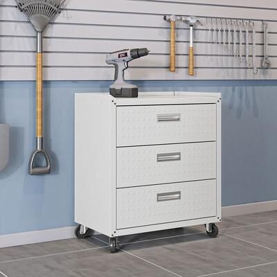 "Manhattan Comfort Fortress 30"" Rolling Garage Cabinet (3-Drawer)"