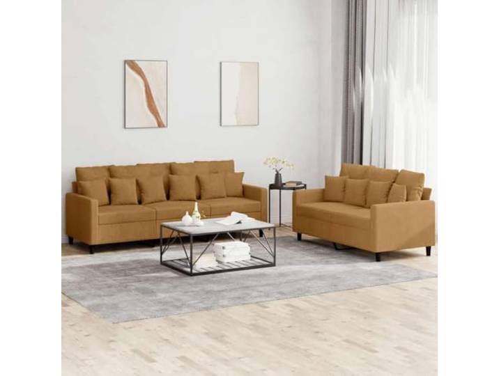 HEFZGDB 2-TLG. Sofagarnitur mit Kissen Braun Samt, Weiches Samtstoff Sofa Set mit Robustem Gestell aus Sperrholz und Metall, Bequeme Polsterung für Entspannung und Komfort, Stabiles