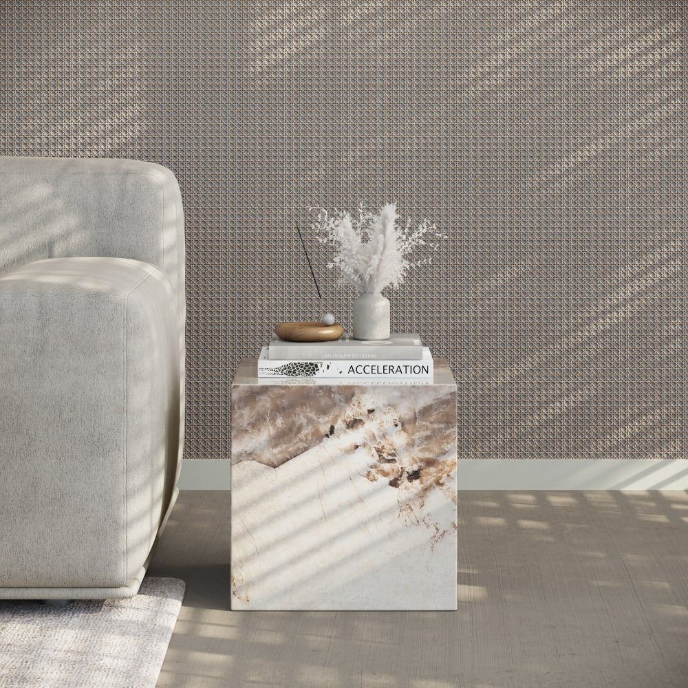 MOBILIER DECO  Table basse carré marbre d'ingénierie beige et marron Beige 40x40x40cm