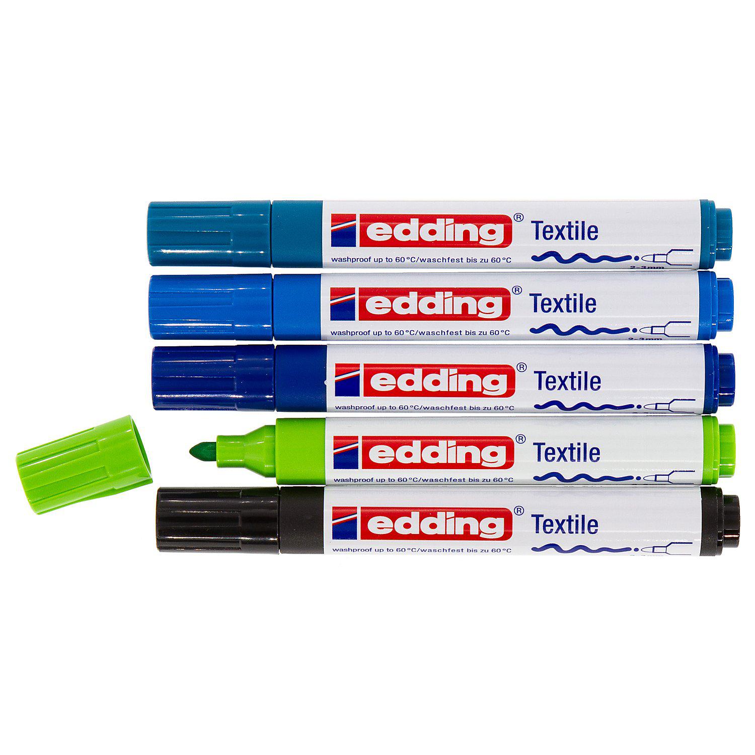 edding Textilmarker, Blautöne, 5 Stifte