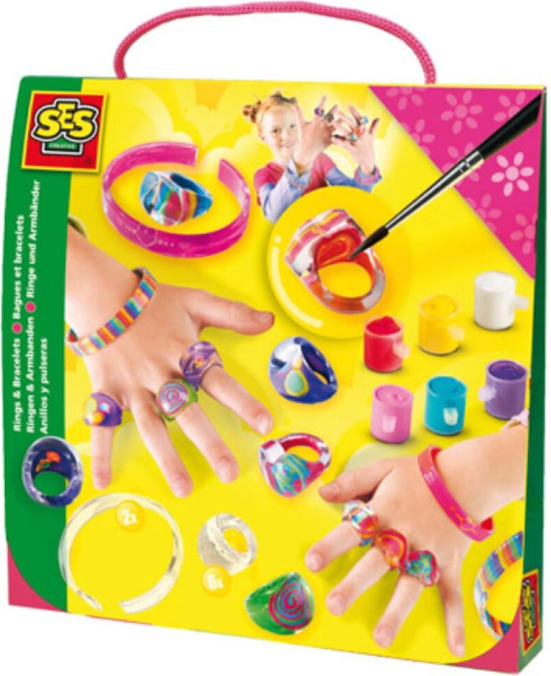 SES Creative Ringetjes en armbanden knutselset voor het maken van sieraden, meerkleurig