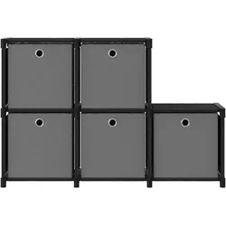 vidaXL Würfelregal mit 5 Boxen Schwarz 103x30x72,5 cm Stoff