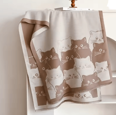 Inspire Essentials Cute Cat Jacquard Pashmina Cashmere Scarf For Women Winter Blanket Shawl 8