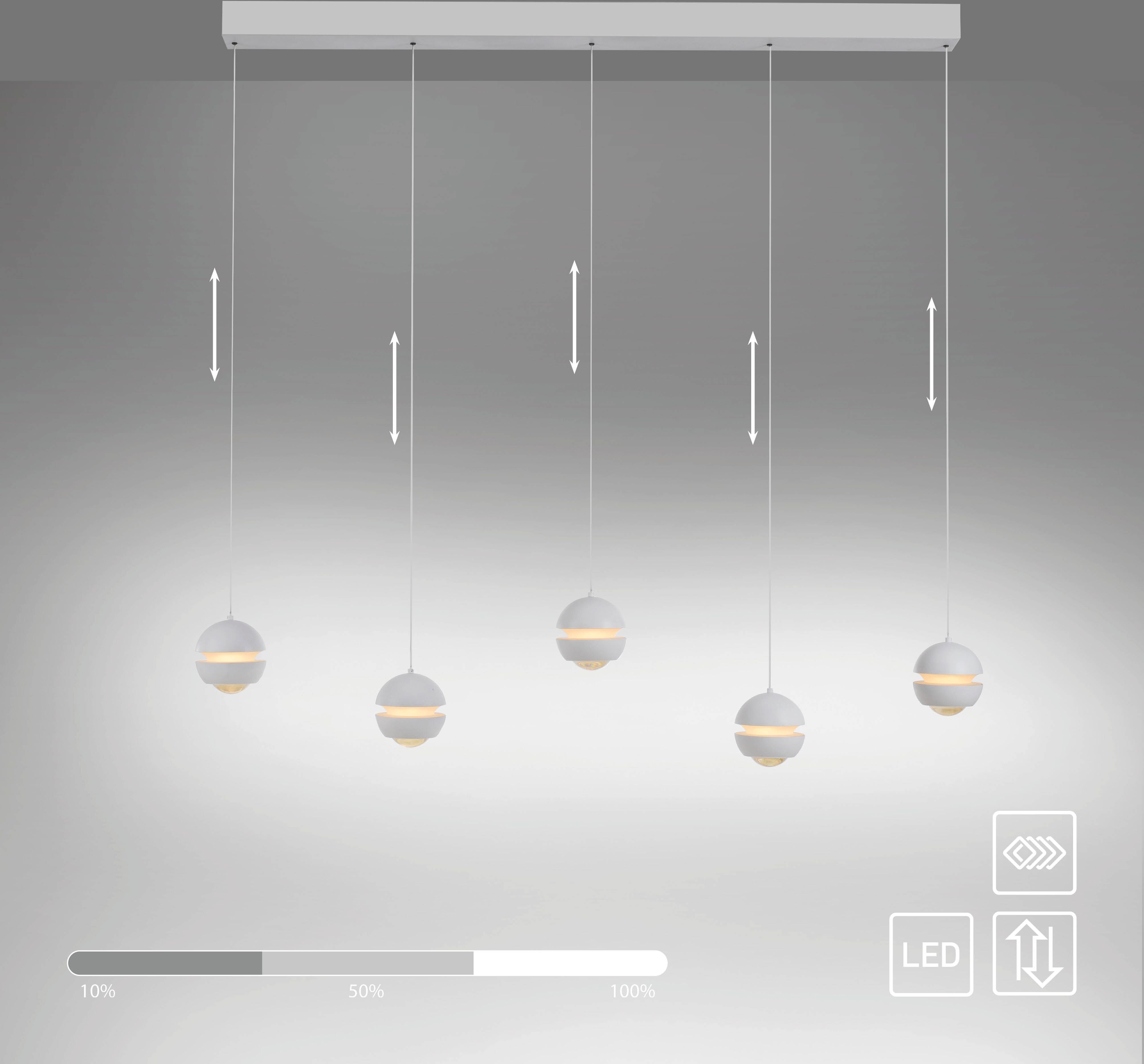 LED Pendelleuchte "LINI", weiß, 5, H: 22cm, 1 Stk., SCHÖNER WOHNEN-KOLLEKTION, Leuchten, SCHÖNER WOHNEN Kollektion, 3-Stufen Dimmer, Comfort-Lift, LED Pendelleuchte