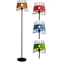 Stehlampe Stehleuchte Standleuchte Beistelllampe, Fernbedienung dimmbar Farbwechsler, Boho Rattanoptik Gitteroptik beige, LED 8,5W 806Lm warmweiß, LxBxH 30x30x150cm