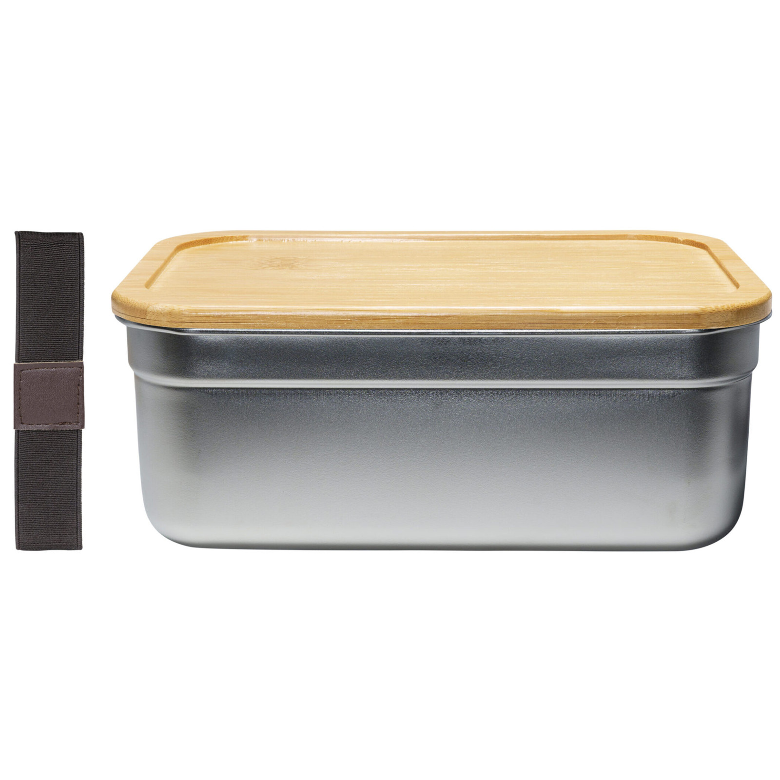 Krumble Broodtrommel Lunchbox met elastiek van RVS en bamboe