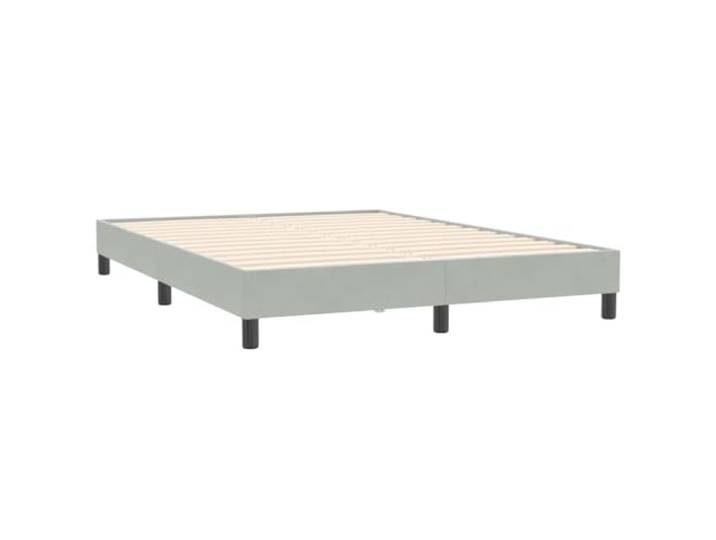 KTHLBRH Bett aus Samt, Hellgrau, 140 x 210 cm, ohne Matratze Lattenrost inklusive, stabile Struktur, weicher Stoff, einfache Montage
