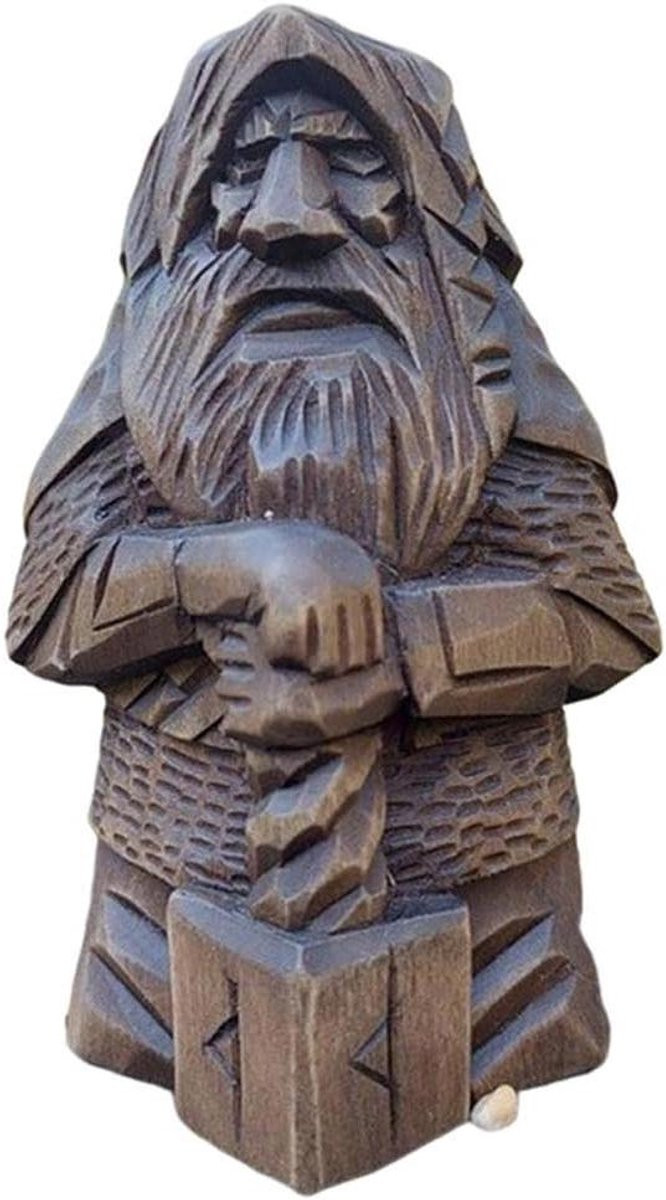 Allecto Plus Viking standbeeldje Odin Thor Donderhamer - Noorse goden ornament voor huis en tuin