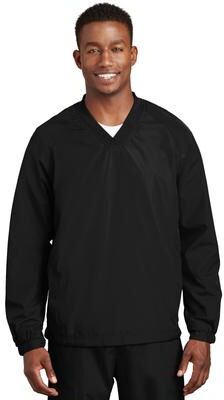 Sport-Tek JST72 Athletic V-Neck Raglan Wind Shirt in Black size XS   Polyester TJST72