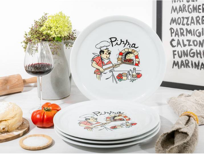 Assiettes pizza Milano 4 pièces Ø 30cm Multicolore/Multicolore