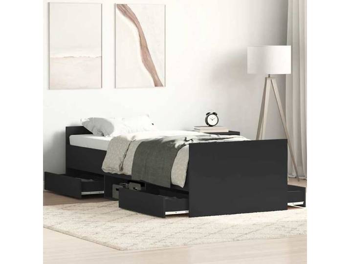 CHIC Lit adulte 1 place - 90x200 cm Structure/Cadre de lit noir 90x200 cm #Sara88710