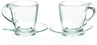 Majestic Gifts Inc. "Majestic Gifts Inc European Glass Cappuccino Cup w/ Saucer8.75oz-Set/2 - 3.5"""