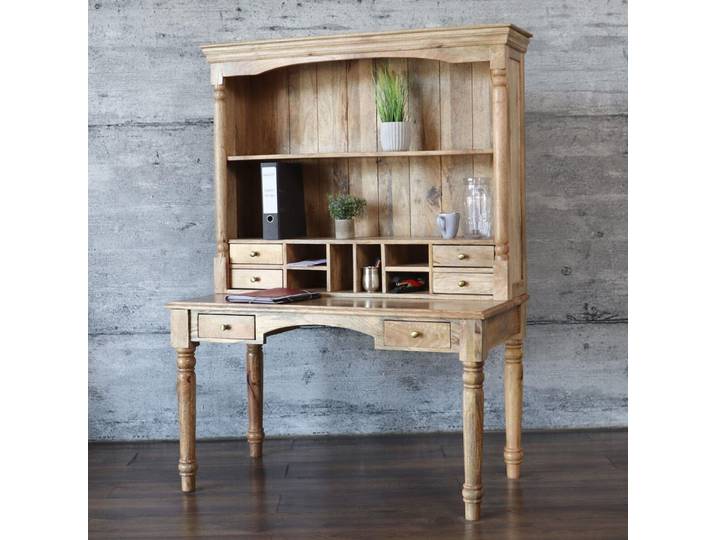 Sekretär mit Aufsatz DOLE Schreibtisch braun massiv Antik Design Landhaus