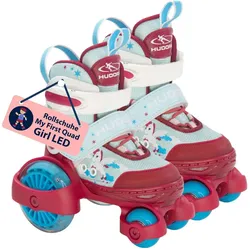 Hudora, Unisex, Rollschuhe, Rollschuh My First Quad LED (30, 31, 32, 33), Blau, Rot, Weiss, Pink, Mehrfarbig