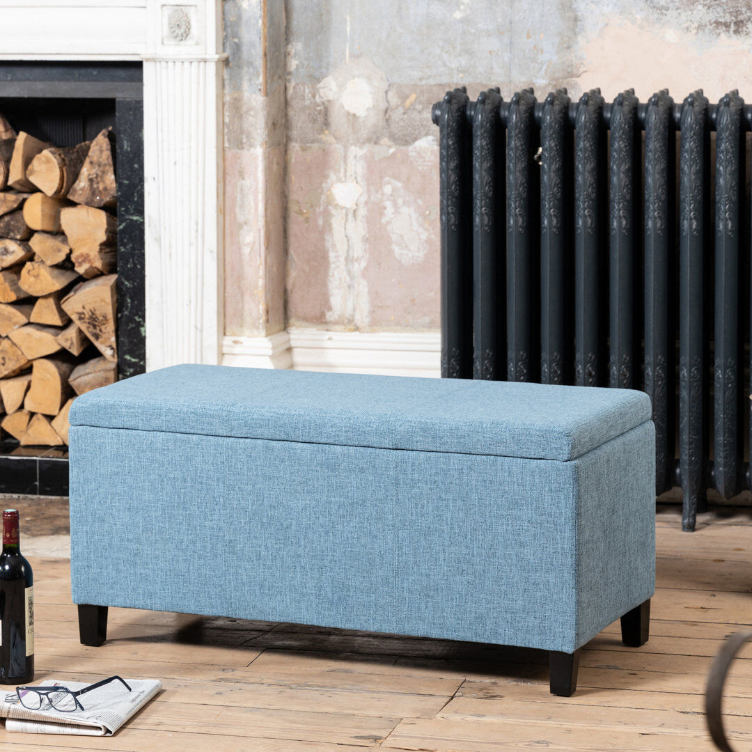 Latitude Run Ahri 98cm Wide Rectangle Solid Colour Standard Ottoman with Storage Blue 45cm H X 98cm W X 45cm D