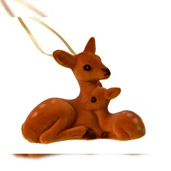 Christmas Decorations Christbaumschmuck Kunststoff 9cm Reh mit Rehkitz Figur Bruchfest Weihnachtsbaum Anhänger Weihnachten Weihnachtsbaumschmuck Wald Tiere Hirsch Braun