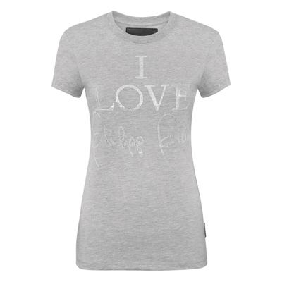 T-Shirt PHILIPP PLEIN "Slim-Fit-T-Shirt", Damen, Gr. M, 10, grau, Stoff: 100% Baumwolle. Besatz: 100% Glasfaser, Shirts T-Shirt