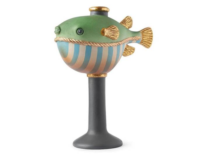 Kerzenständer Kugelfisch Grün H: 25 cm Abhika