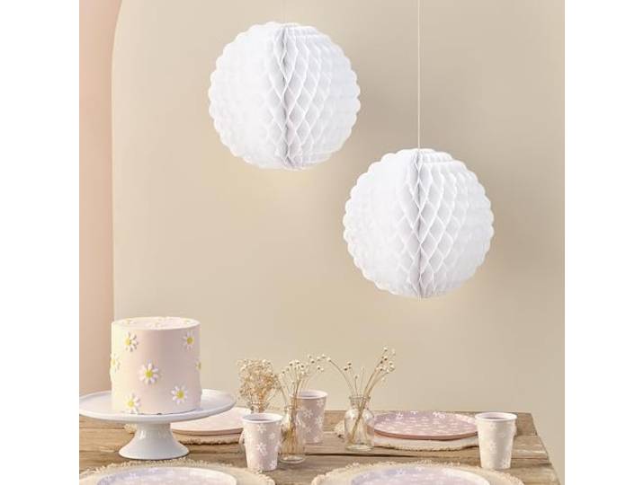 Ginger Ray Wit Geschulpte Tissue Paper Hangende Honingraat Bal Decoraties 2 Pack 25cm