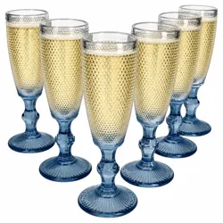 6er Set Saphir Sektgläser blau 150ml Sektflöte Prosecco Champagner Sektkelch