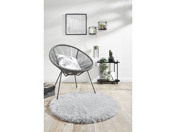 Kunstfellteppich Alpa Silber/Silber Ø 80cm 100 % Polyester