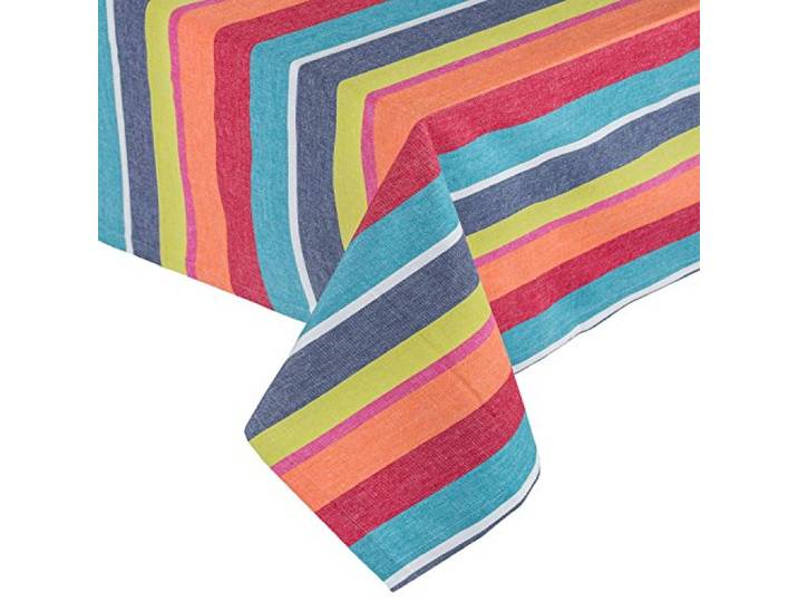 Homescapes Bunt gestreifte Tischdecke aus 100% Baumwolle 137x228 cm, Tischtuch rechteckig, waschbar & pflegeleicht