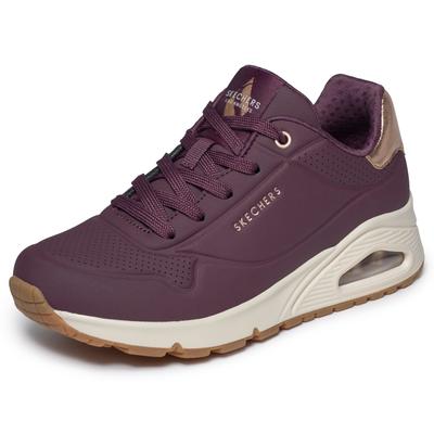 Sneaker SKECHERS "UNO GOLDEN AIR", Damen, Gr. 39, lila (weinfarben), Lederimitat, Schuhe Sneaker, Freizeitschuh, Halbschuh, Schnürschuh mit Metallic-Einsatz, Topseller