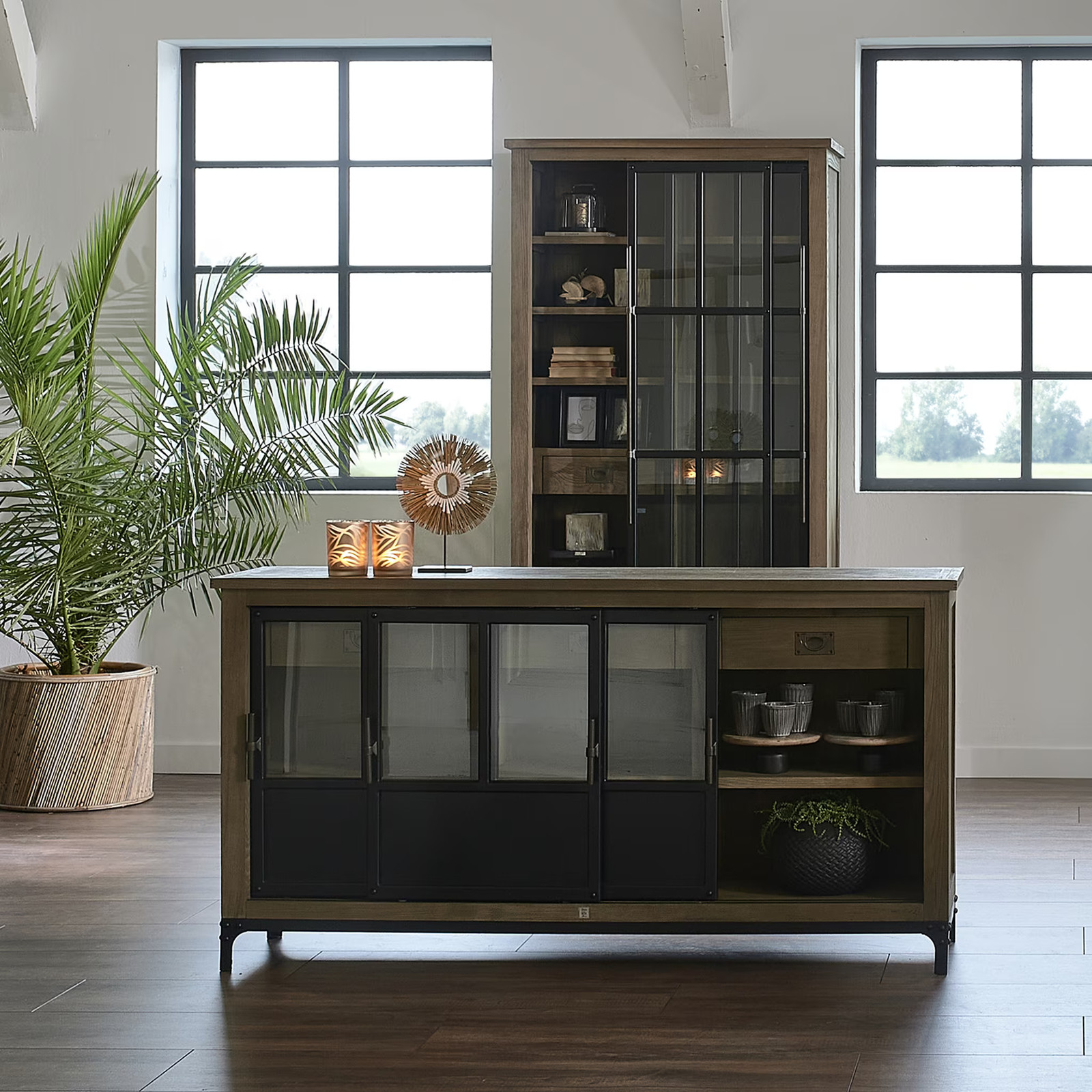 Rivièra Maison Dressoir The Hoxton Zwart Breedte: 175 cm