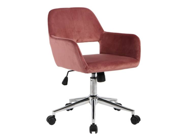 Fauteuil de bureau en velours ajustable - rose