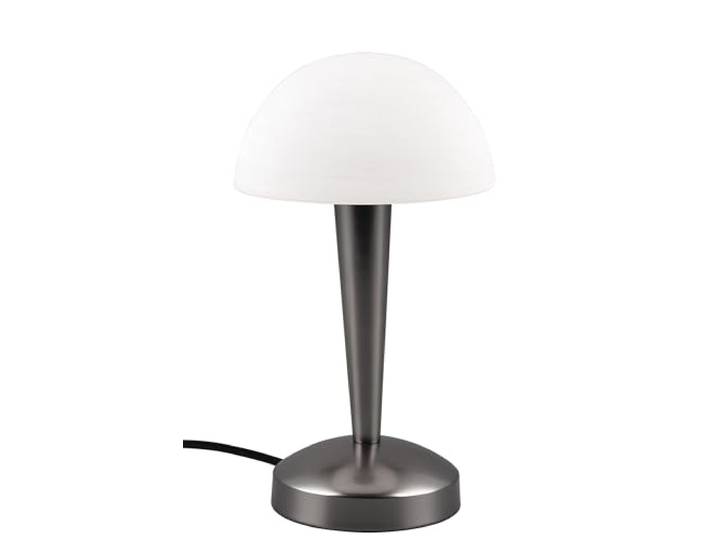 Reality Leuchten Tischleuchte Canaria R59561120, Metall Schwarz/Chrom/Goldfarbig, Glas Weiß gewischt, inkl. 4.9 Watt LED E14, On/Off Touch